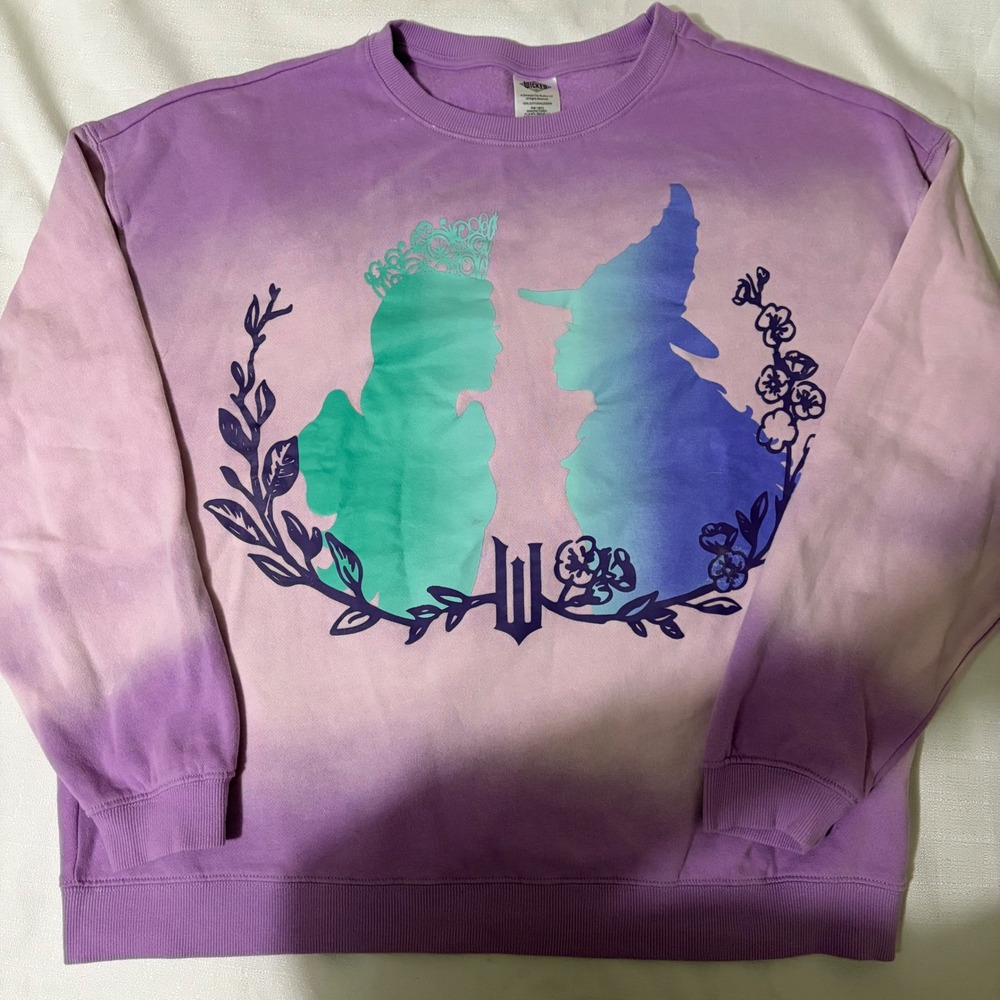 Wicked Movie Unbreakable Bond Ombre Sweatshirtt Purple Pink Glinda Elphaba L